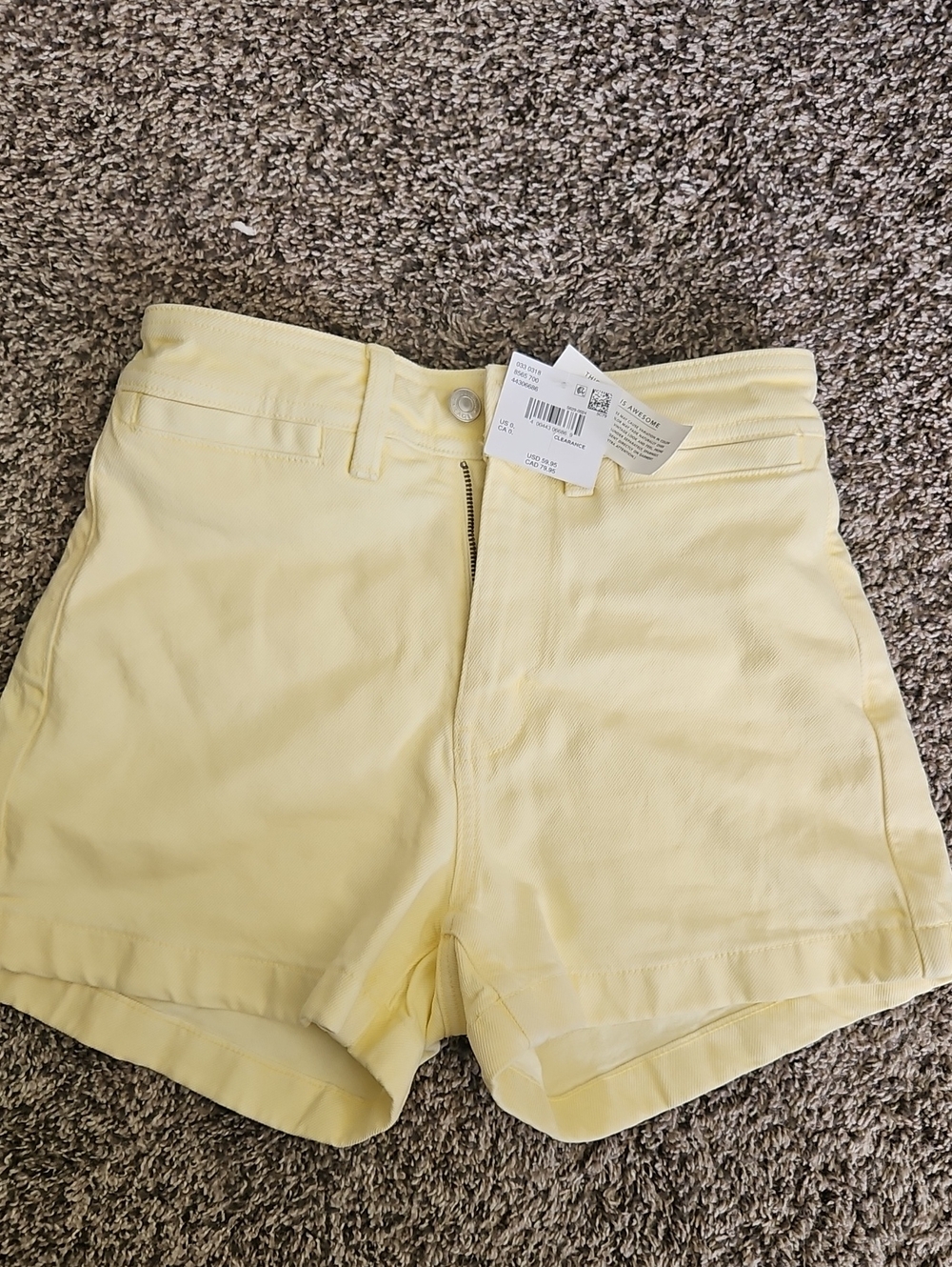 American Eagle Outfitters Pale Yellow High Waist Denim Shorts